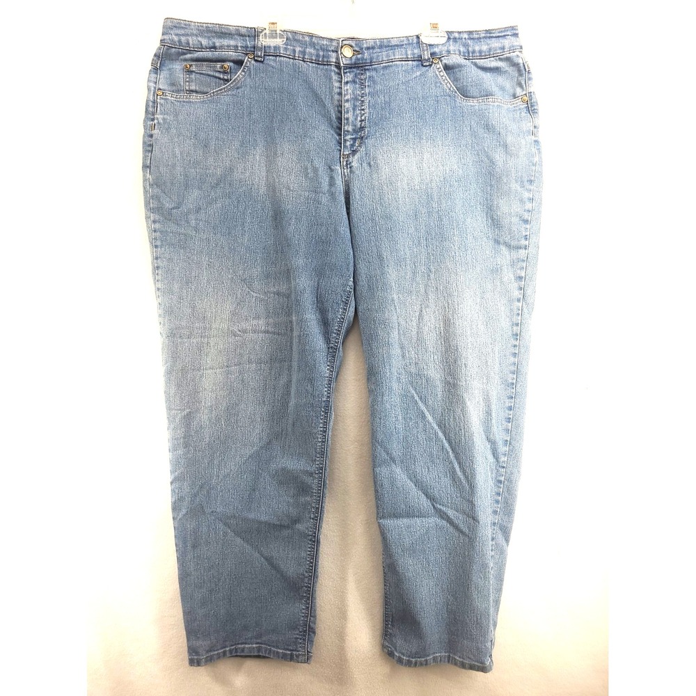 Just My Size Womens Jeans Straight Leg Blue Denim Medium Rinse Plus  26W